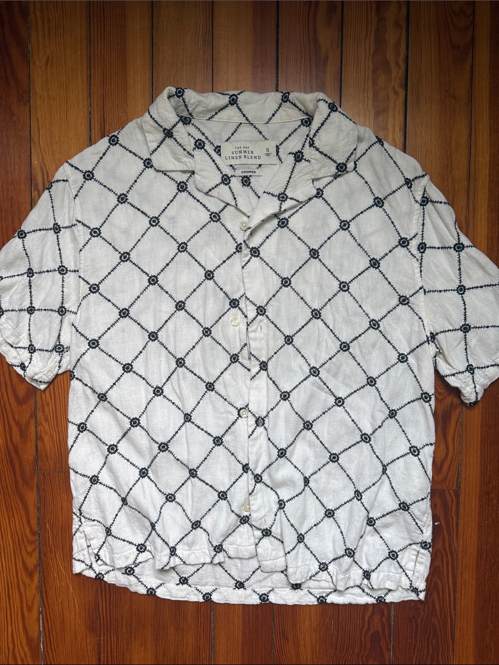 Abercrombie Linen Blend Short Sleeve Button-Up Shirt